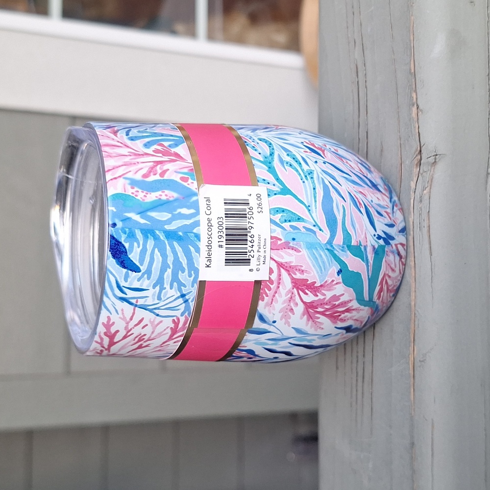 NWT Lily Pulitzer Insulated Stemless Coffee Tumbler in Kaleidoscope Coral - Picture 4 of 6